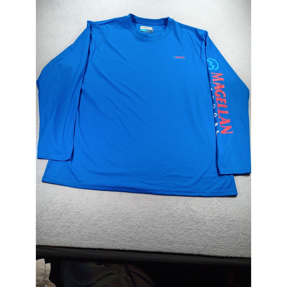 Magellan Mens Fish Gear Blue 2XL Long Sleeve Moisture Wicking Shirt